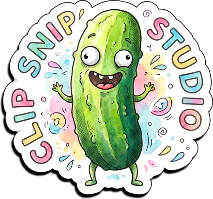 Clip Snip Studio pickle mascot